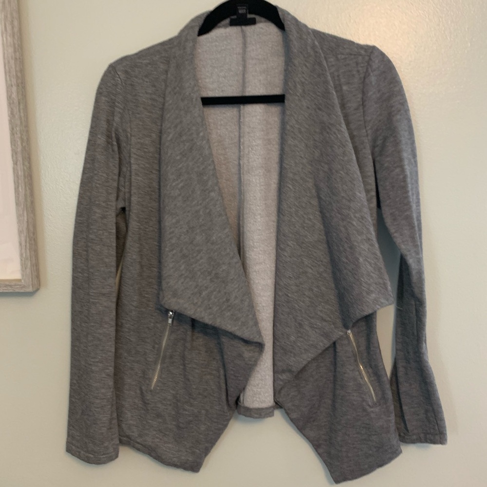ANA GREY LAYERED JACKET/CARDIGAN SZ MED